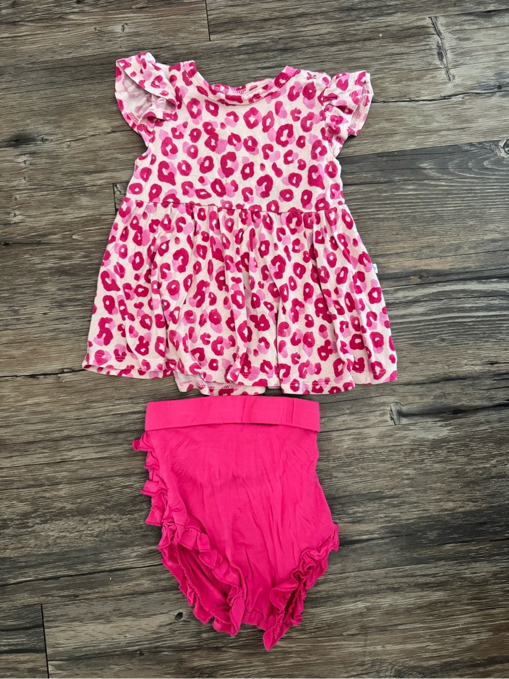 Posh Peanut Pink Leopard Print Dress with Hot Pink Bloomer